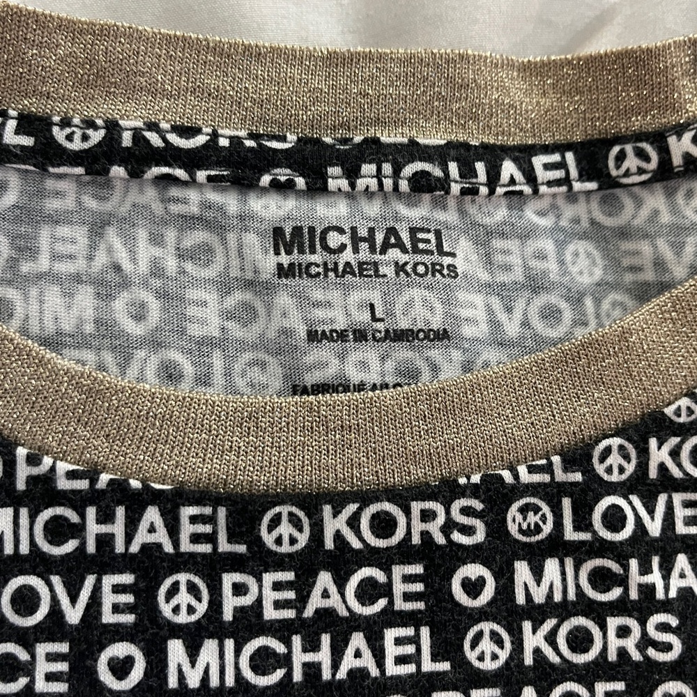 Michael Kors Black and Gold Logo Tee